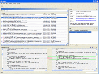 SmartGit Log showing Rails project commits